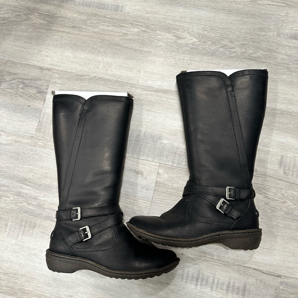 UGG Black Leather Moto Boots